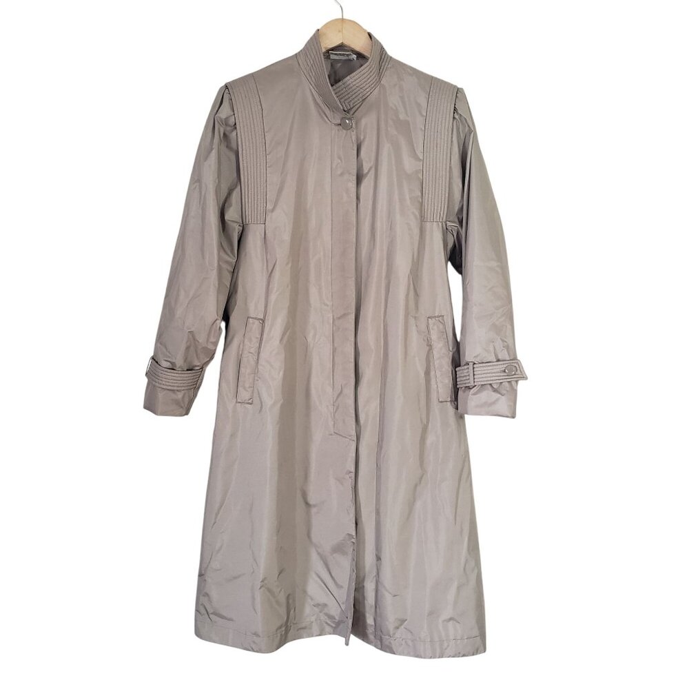 Vintage British Mist Womens Beige Trench Coat Size‎ 12 Belted Timeless Classic